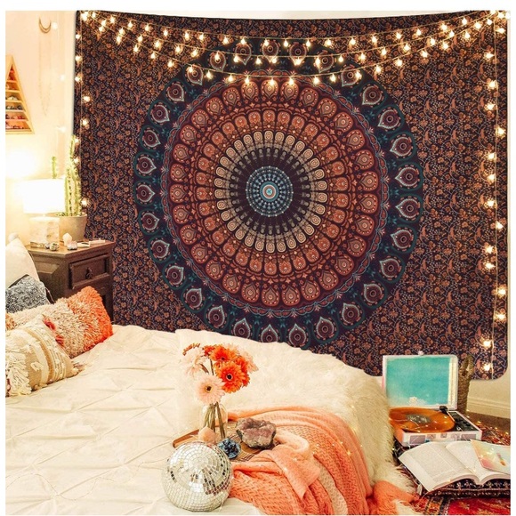 Colorful Retro Hippie Floral Bohemian Mandala Tapestry/Blanket/Art Decoration - Picture 9 of 9